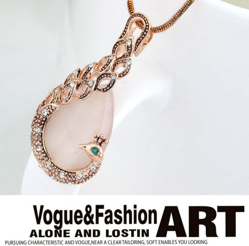 Vintage Black Paint Charming 18K Gold Peacock Jewelry Sets Women Crystal Necklace Earrings...