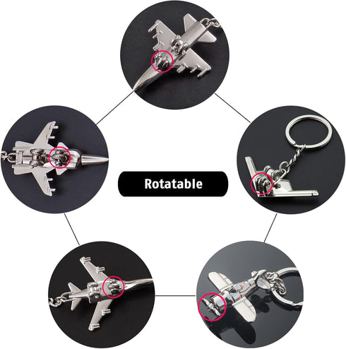 9pcs Airplane Keychain Set Spacecraft Aircraft Airliner Fighter Plane Model Creative Key Ring Gift for Aviation Enthusiast Pilot Aviator...