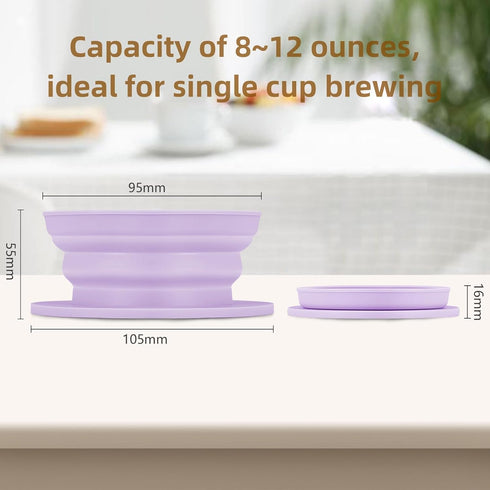 2 Pieces Collapsible Paperless Travel Pour Over Coffee Dripper Kit, Single Cup Travel Pour Over Coffee Maker Camping, Portable Silicone PourOver C...