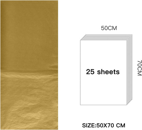 RUSPEPA Gift Wrapping Tissue Paper - Metallic Gold Tissue Paper for DIY Crafts,Pack Bags - 19.5 x 27.5 inches -25 Sheets...