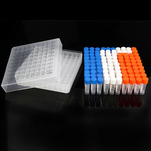 100PCS 2ml Plastic Small Vials with Screw Caps Sample Tubes Cryotubes,PP Material, Free from DNase, RNase, Human DNA...