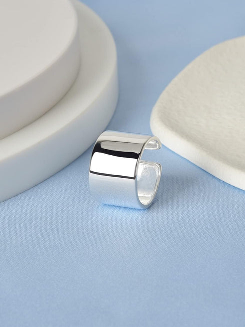 14mm Wide 925 Sterling Silver Plain Big Adjustable Open Finger Ring Cuff Thumb Ring Band Fits US Size 5-7...