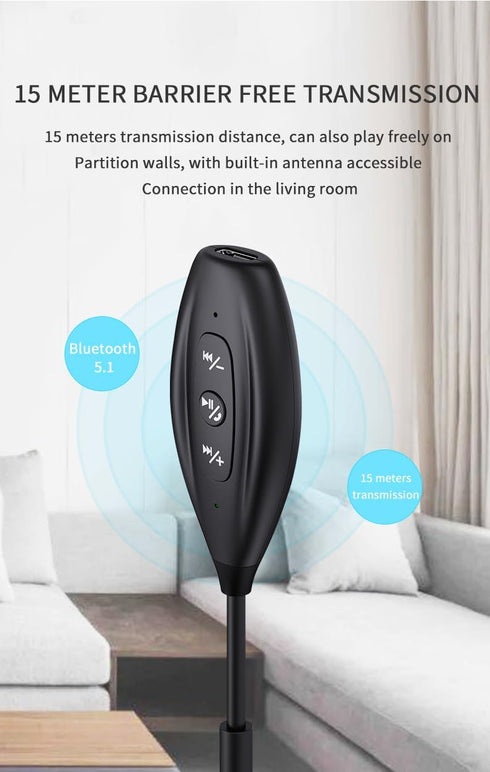 Bluetooth 5.1 AUX Adapter for Car Support Siri/Hands-Free Call,3.5MM MP3 Bluetooth Player 20H Battery Life,Wireless Bluetooth Car Adapter Bluetoot...