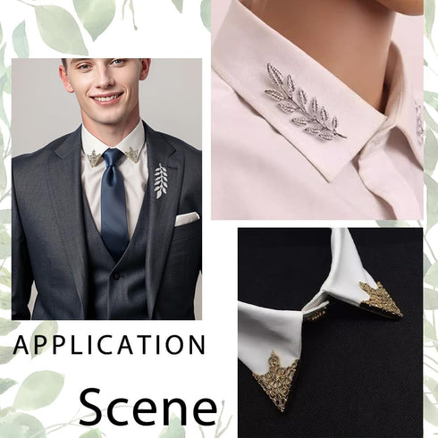 PH PandaHall 8pcs(4 Pairs) 4 Colors Triangle/Leaf Shape Alloy Brooches Hollow Pattern Shirt Collar Brooch Unisex, Antique Bronze/Golden/Silver/Ros...