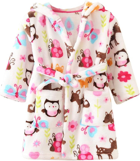 Toddlers/Kids Hooded Robe Soft Fleece Bathrobe Children Pajamas Baby Plush Robe (Bird,18-24 Month)...