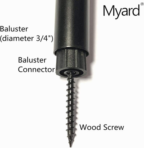 3/4" Baluster Connectors 50pcs for 25 Round Balusters with Stainless Steel Screws, O' Silicone Seal Design for Better Sturdy, No Drilling Installa...