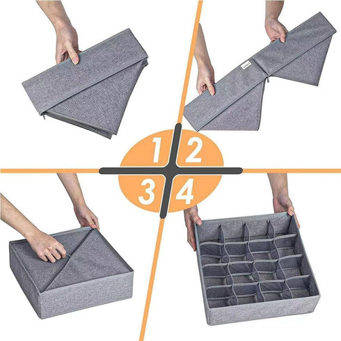 Underwear Organizer with Drawer Dividers, Foldable Fabric Dresser Closet Organizers Bins, Bedroom Cabinet Organization and Storage Box for Baby Cl...