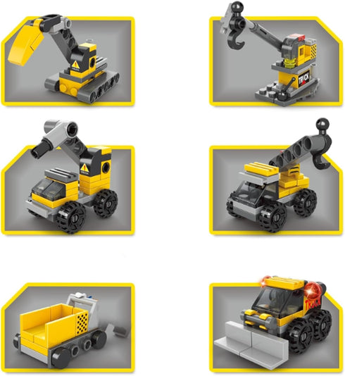 6 in 1 Children Crane Toy Building Blocks Toys for 4+ Years Boys Kids Gift Idea Toy Construction Truck Toys 142Pcs-Compatible with Other Building ...