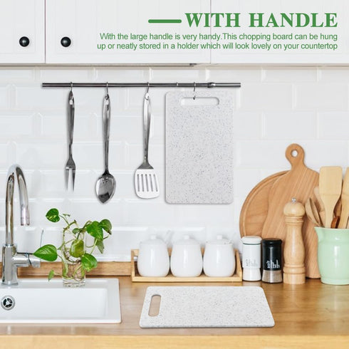 2Pcs Small Kitchen Cutting Board with Finger Guards Set Mini Plastic Cutting Board Set Dishwasher Safe for Camping Food Fruits Prep Vegetables Eas...