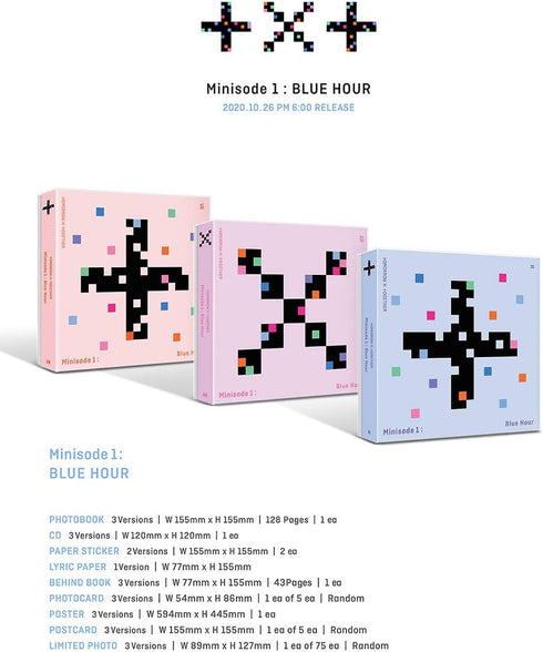 TXT - minisode1 : Blue Hour Album+Folded Poster+Extra Photocards Set (VR ver.)...
