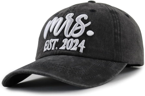 2 PCS Mr and Mrs Est 2024 Hats for Men Women, 3D Embroidered Adjustable Cotton Couples Baseball Cap...