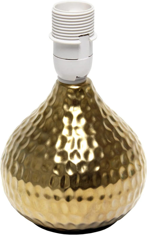 Simple Designs LT2073-GDW Mini Hammered Texture Gold Drip Table Lamp with White Shade...