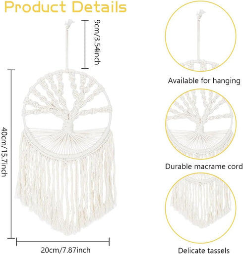 FREEBLOSS DIY Macrame Tree of Life Wall Hanging Kit Macrame Tapestry Wall Hanging Tree of Life Dreamcatcher Wall Hanging Decor for Living Room Mac...