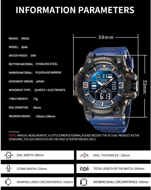 Men's Military Watches Outdoor Sports Digital Watch Waterproof LED Date Alarm Wrist Watches for Men...