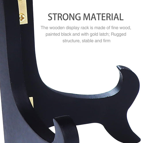 4 Pieces Black Wooden Easel Mahogany Finish Display Stand Plate Holder for Picture Frame Folding Display Stand (4 Inches)...