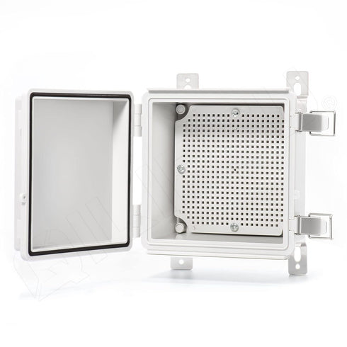 QILIPSU Hinged Cover Stainless Steel Latch 150x150x90mm Junction Box with Mounting Plate, Universal IP67 Project Box Waterproof DIY Electrical Enc...