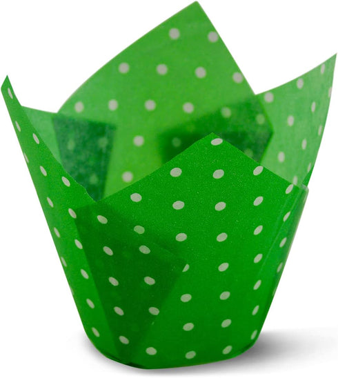Polka Dot Green Tulip Baking Cups Cupcake Liners Muffin Liners Greaseproof Paper (100, Polka Green)...