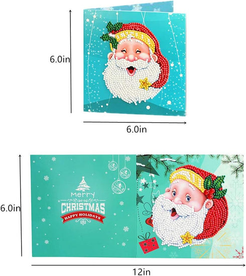 8 Packs Diamond Painting Christmas Cards by Numbers - Christmas Tree, Santa Claus, New Year Greeting Card, Stickers & Gifts...