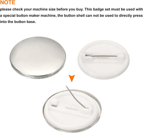 PATIKIL 0.98inch Button Parts, Blank Button Making Supplies,10Pcs Round Badge Parts DIY Pin Maker Kit for Button Maker Machine with Metal Cover Pl...