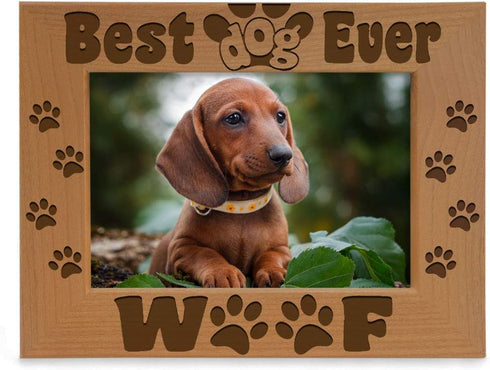 KATE POSH - Best Dog Ever - Dog Paws and Bones Wood Picture Frame (5x7-Horizontal)...