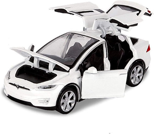Toy Car Model X, Pull Back Car Toys Alloy Vehicles with Lights and Sound 1:32 Scale Model Car (White)...