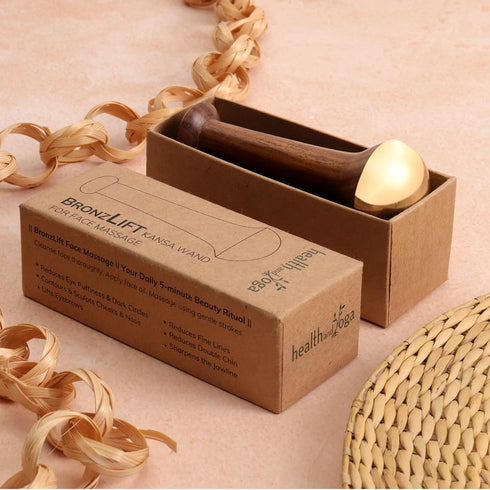 HealthAndYoga™ BronzLift Kansa Face Massager and Kumkumadi Face Oil Trial Vial - Kansa Wand Ayurveda Benefits of Bronze - Skin Lustre (Single Dome...