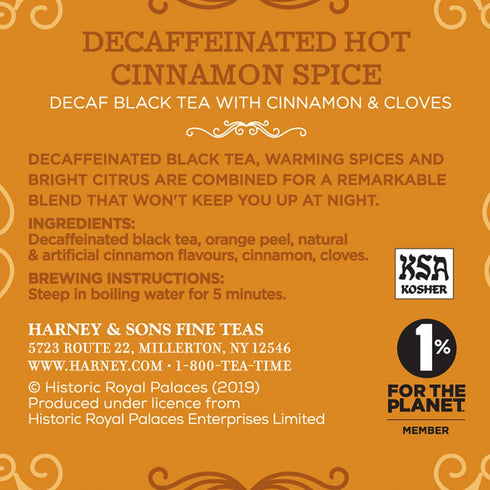 Harney and Sons Decaf Hot Cinnamon Spice 30 Sachet Tin...