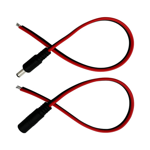 DC5.5x2.1mm, Barrel Connector, Pigtail DC Power Connector, 1V-36V Power Adapter 0.8 Flat Thick and Thickened (1ft-3 Pair Pack)...