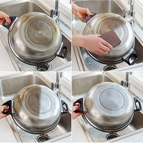 10Pcs Carborundum Sponge Nano Emery Sponges Pot Clean Brush Rust Eraser Grit Scouring Pads Pot Cleaning Pads with Carborundum for Quickly Cleans...
