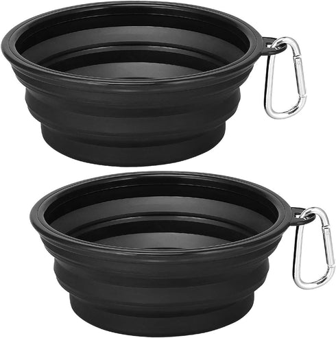 Kytely Large Collapsible Dog Bowls 2 Pack, 34oz Foldable Dog Travel Bowl, Portable Dog Water Food Bowl with Clasp, Pet Cat Feeding Cup Dish for Tr...