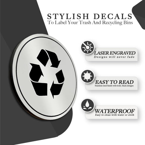 Trash and Recycle Stickers Set of 2 | Indoor Outdoor UV Stable & Weatherproof | Kitchen Pantry Office Organization | Garbage Bin and Waste Basket ...