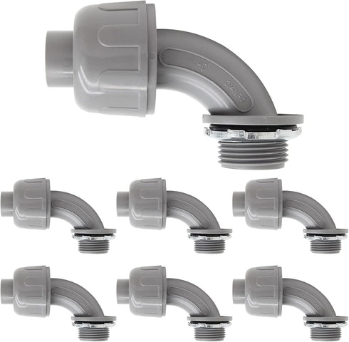 3/4 Inch NPT Liquid Tight Connector 90 Degree Nonmetallic Electrical PVC Conduit Connector Fitting(6Pcs)...