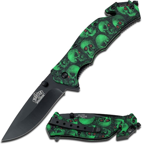 Master USA MU-A001 Series Spring Assist Folding Knife, Black Blade, 4-1/2-Inch Closed...