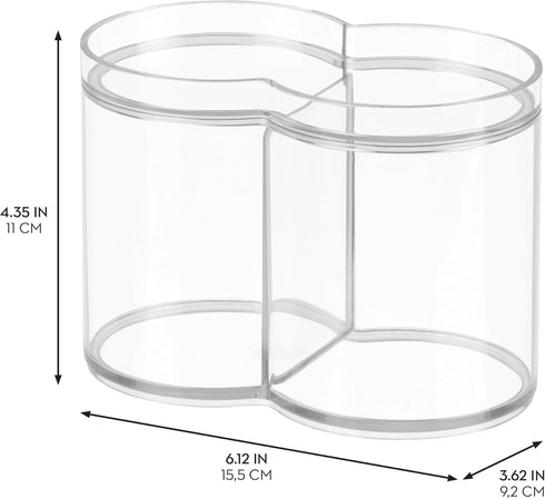 iDesign Round Plastic Canister Cosmetic Organizer with Top Tray Lid for Added Storage, The Clarity Collection – 6.12” x 3.62” x 4.35”, Clear...