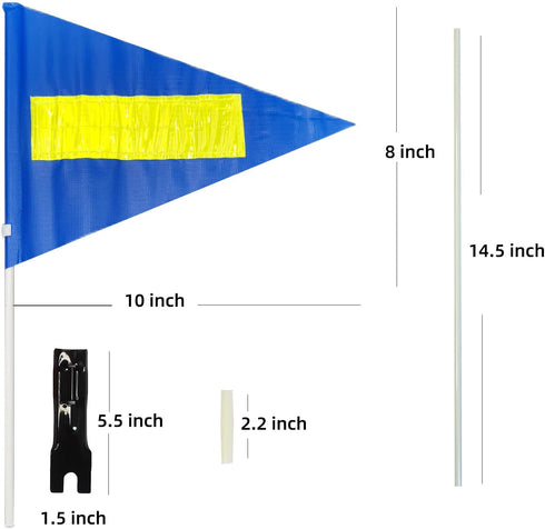 Bike Safety Flag with Pole 2 Sets, 6-Foot Adjustable Height Sturdy Fiberglass Tear-Resistant Waterproof Safety Flag Blue...