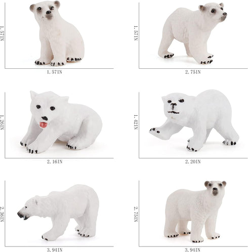 Wildlife Animal Model Toy Playsets 6 PCS Realistic Polar Bear Figure Toys Desktop Decoration Collection Party Favors Toys for Kids...