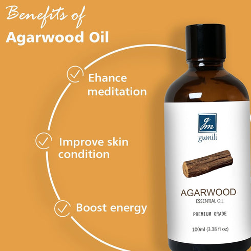 Agarwood Essential Oil, Pure Argawood Oil for Aromatherapy, Meditation - 3.38 Oz/ 100ml...