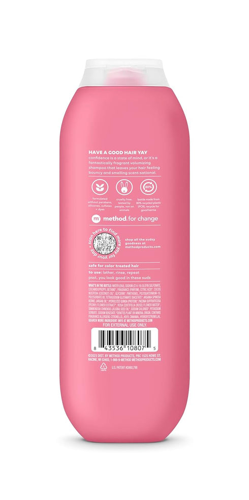Method Volumizing Shampoo, Pure Peace with Rose, Peony, and Pink Sea Salt Scent Notes, Paraben and Sulfate Free, 14 oz (Pack of 1)...