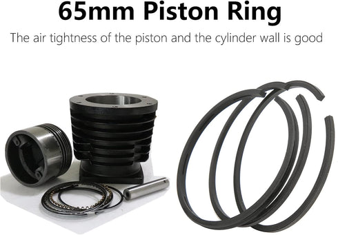 3Pcs Piston Ring, Air Compressor Piston Ring Pneumatic Drive Airtight for 55mm Cylinder Diameter...