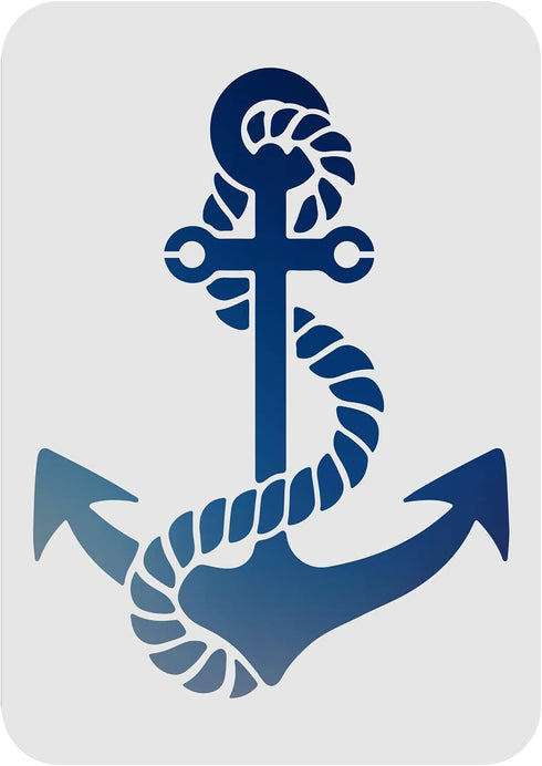 FINGERINSPIRE Anchor Stencil Template 8.3x11.7 inch Nautical Theme Painting Stencil Plastic Anchor Rope Pattern Stencil Reusable Ocean Theme Stenc...