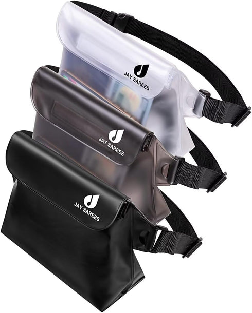 Waterproof Pouch with Waist Strap (3 Pack),Beach Accessories Best Way to Keep Your Phone and Valuables Safe and Dry - Black+Gray+Clear...