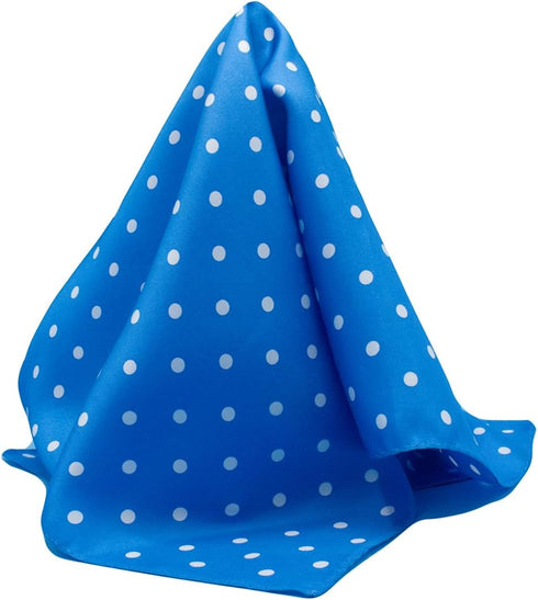 Polka Dot Pocket Square - 17" Handkerchief - 12mm Silk Twill - Royal Blue - 100% Silk...