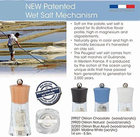 "Peugeot Molene Grey “Wet” Salt Mill, 5-1/2"" White. Ceramic mechanism." (30391)...