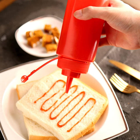 CONDRA FIELD Condiment Sauces Squeeze Bottles - (3Pcs-13.5oz),with Leak-Proof Cap and Scale Line.Plastic Squeeze Squirt Bottles for Ketchup,Mustar...