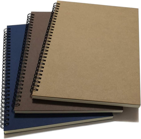 Spiral Notebook/Spiral Journal Lined, B5 Hard Kraft Cover Wire Bound Notebook Ruled, 70 Sheets (140 Pages), 10.5" x 7.3", 3 Notebooks Per Pack, Da...