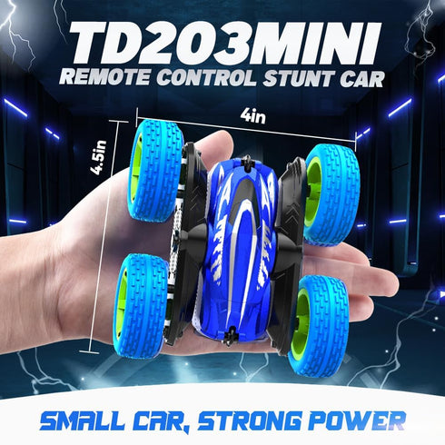 BEZGAR Remote Control Car - 2.4Ghz Double-Sided Driving Mini RC Cars, 360° Flips Rotating 4WD All Terrain RC Stunt Car, Car Toys Birthday Gifts fo...