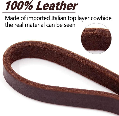 Leather Dog Leash 4ft x 3/4 inch, Heavy Duty Dog Leash, Strong Sturdy Genuine Leather Braided Dog Leash, Soft and Comfortable Leather Leash for La...