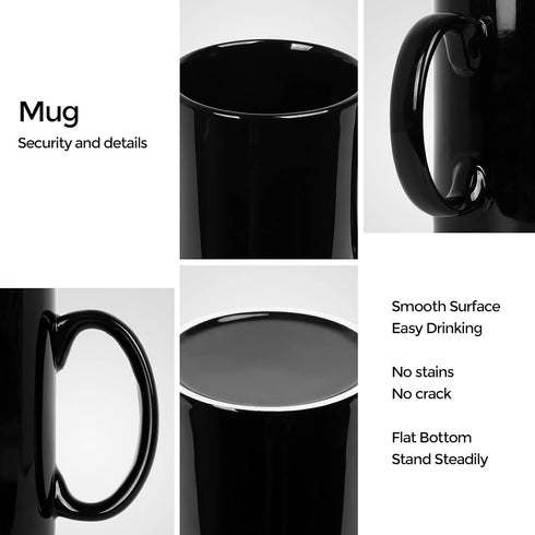 harebe 22 OZ Extra Large Coffee Mug, Smooth Ceramic Boss Giant Tea Cup Big Capacity and Handle for Dad Men, Black...