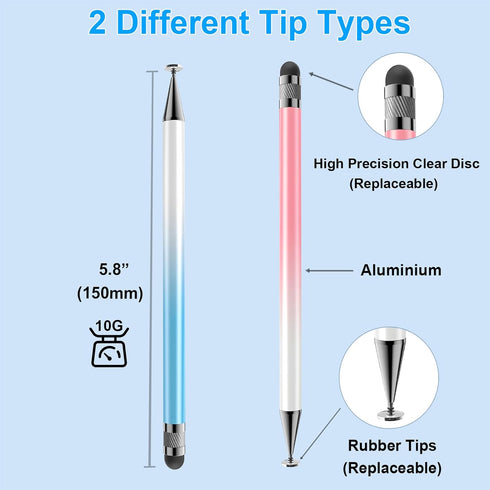 Bopomofo Stylus (5 Pcs),2-in-1 Stylus Pen for Touchscreen, High Precision and Sensitivity, Suitable for iPhone/ipad/Android Tablets, Compatible wi...