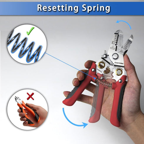 Wire Stripper, Multifunctional Wire Strippers Electrical with Cuts 8 10 12 14 16 18 20 22 AWG Cutter Pliers Splitter Winding Wires Cable Crimper C...